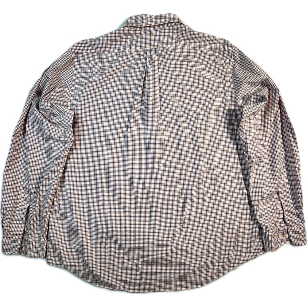 Ralph Lauren Mens XL Button Down Shirt Orange Blue Check Long Sleeve Cotton Logo - Picture 5 of 8